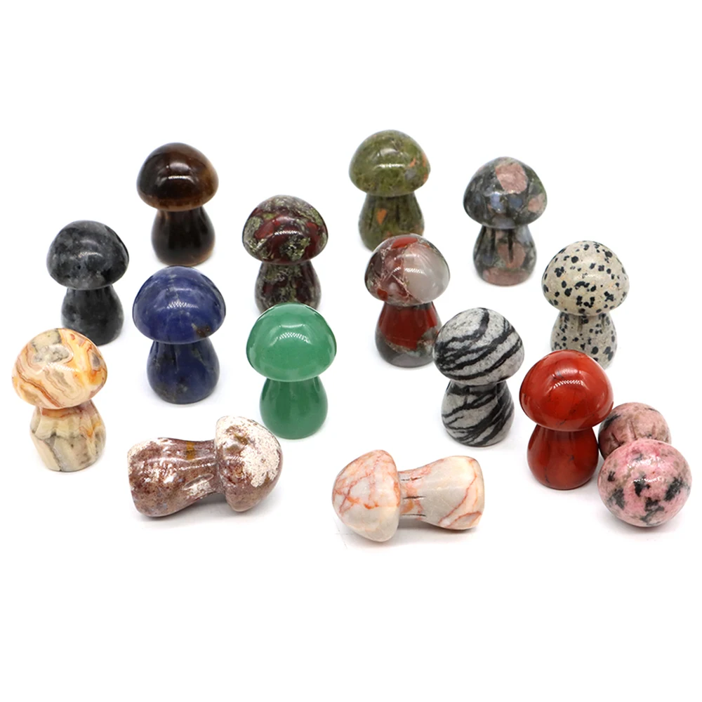 Natural Crystal Mushroom Gemstone Quartz Jungle Fungus Miniature Healing Reiki  Mineral DIY Crafts Gift Aquarium Home Decoration