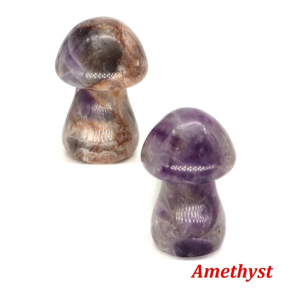 Natural Crystal Mushroom Gemstone Quartz Jungle Fungus Miniature Healing Reiki  Mineral DIY Crafts Gift Aquarium Home Decoration