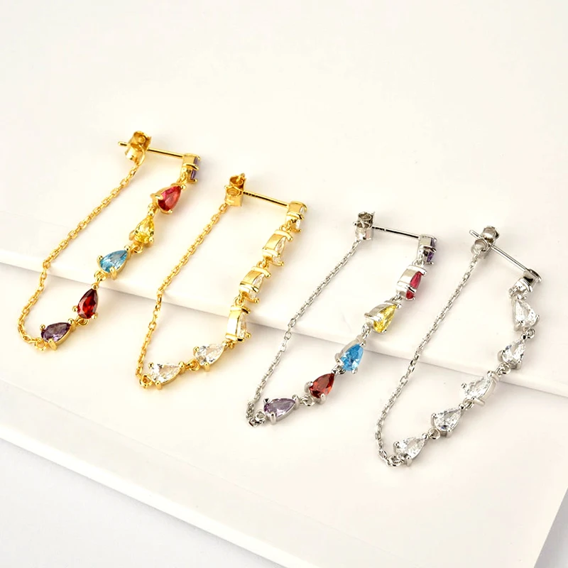 YUXINTOME 925 Sterling Silver Ear Needle Exquisite Color Crystal Zircon Luxury Stud Earrings Earrings for women Fashion Jewelry