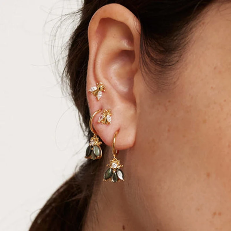 YUXINTOME 925 Sterling Silver Ear Needle Exquisite Color Crystal Zircon Luxury Stud Earrings Earrings for women Fashion Jewelry