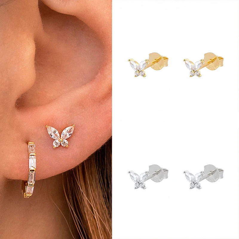 YUXINTOME 925 Sterling Silver Ear Needle Exquisite Color Crystal Zircon Luxury Stud Earrings Earrings for women Fashion Jewelry