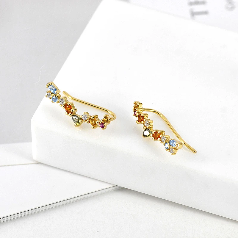 YUXINTOME 925 Sterling Silver Ear Needle Exquisite Color Crystal Zircon Luxury Stud Earrings Earrings for women Fashion Jewelry