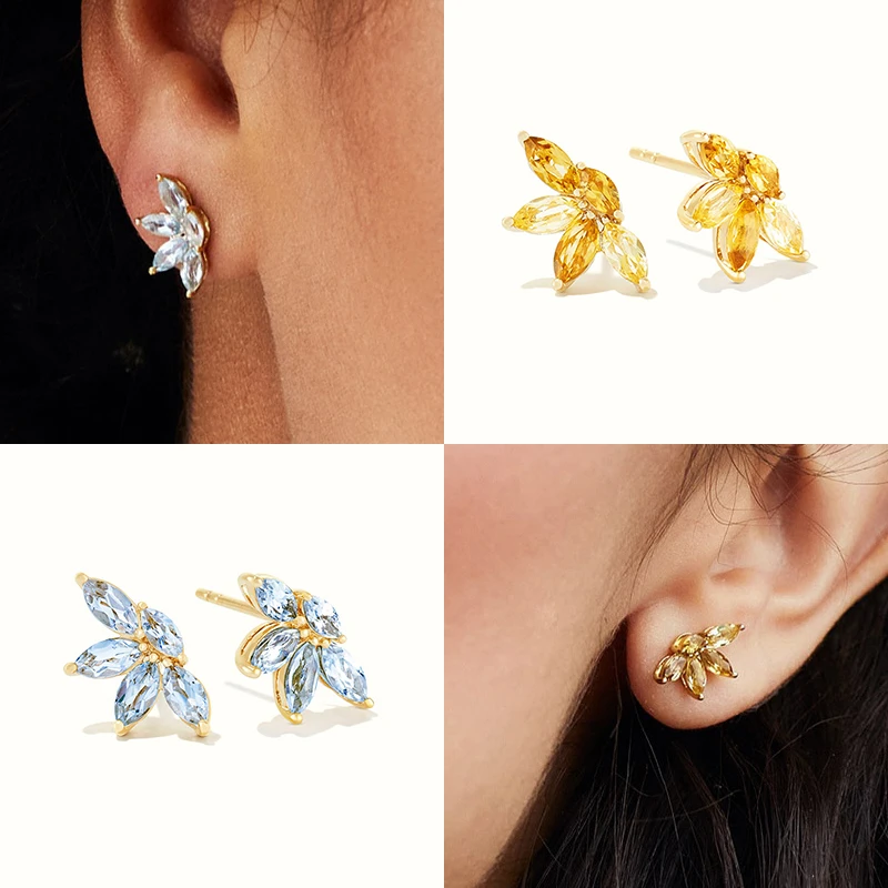YUXINTOME 925 Sterling Silver Ear Needle Exquisite Color Crystal Zircon Luxury Stud Earrings Earrings for women Fashion Jewelry