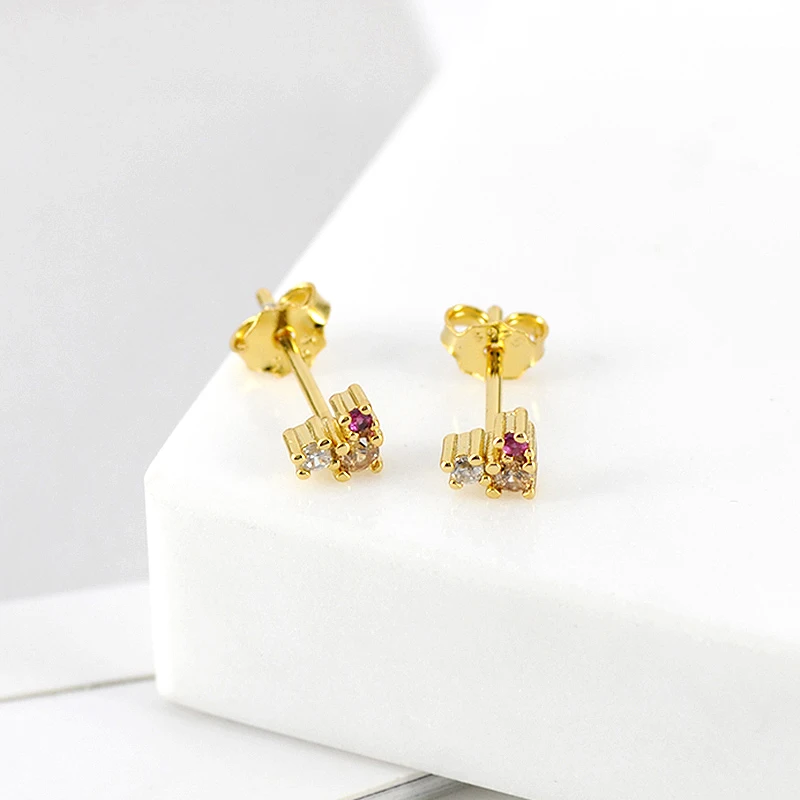 YUXINTOME 925 Sterling Silver Ear Needle Exquisite Color Crystal Zircon Luxury Stud Earrings Earrings for women Fashion Jewelry