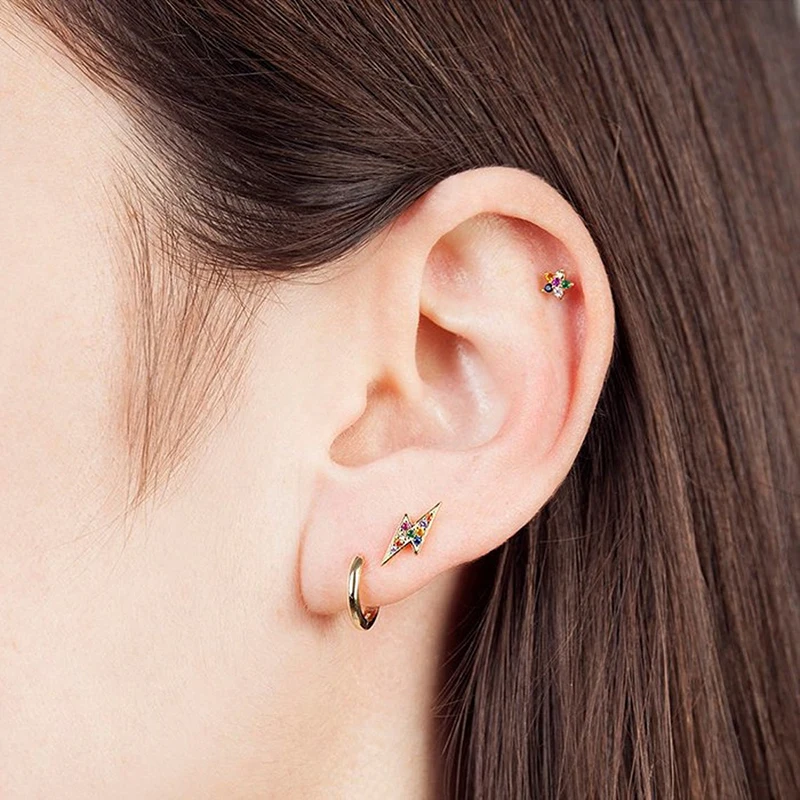 YUXINTOME 925 Sterling Silver Ear Needle Exquisite Color Crystal Zircon Luxury Stud Earrings Earrings for women Fashion Jewelry