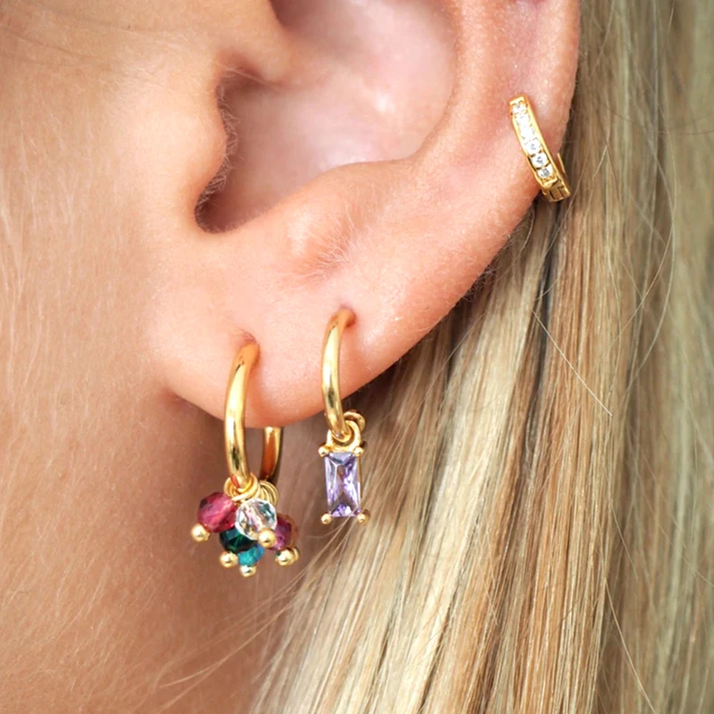 YUXINTOME 925 Sterling Silver Ear Needle Exquisite Color Crystal Zircon Luxury Stud Earrings Earrings for women Fashion Jewelry