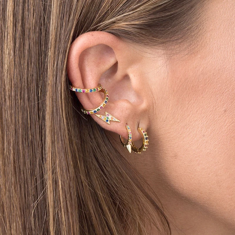 YUXINTOME 925 Sterling Silver Ear Needle Exquisite Color Crystal Zircon Luxury Stud Earrings Earrings for women Fashion Jewelry