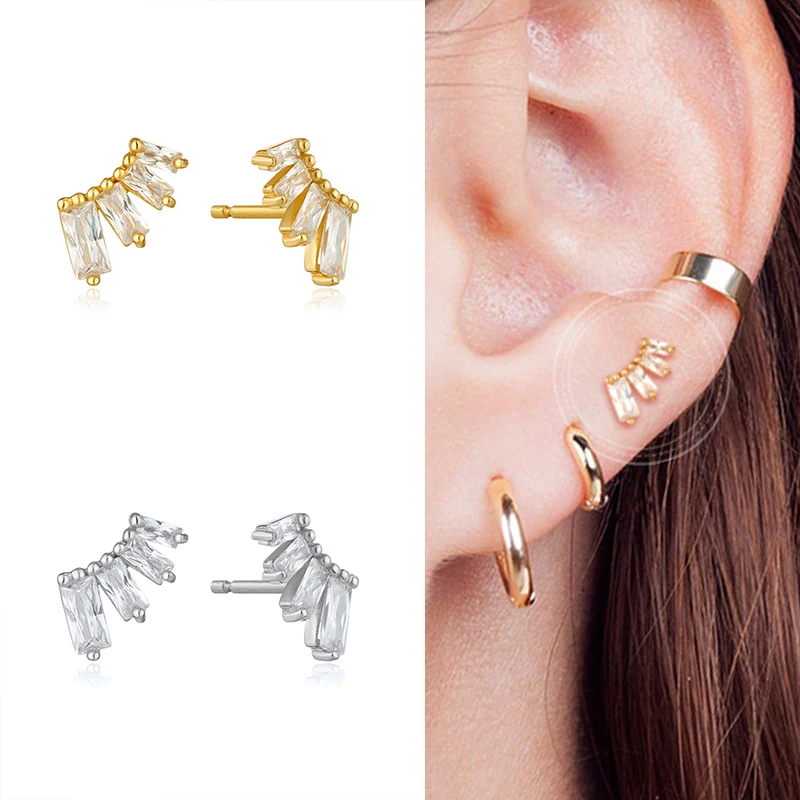 YUXINTOME 925 Sterling Silver Ear Needle Exquisite Color Crystal Zircon Luxury Stud Earrings Earrings for women Fashion Jewelry