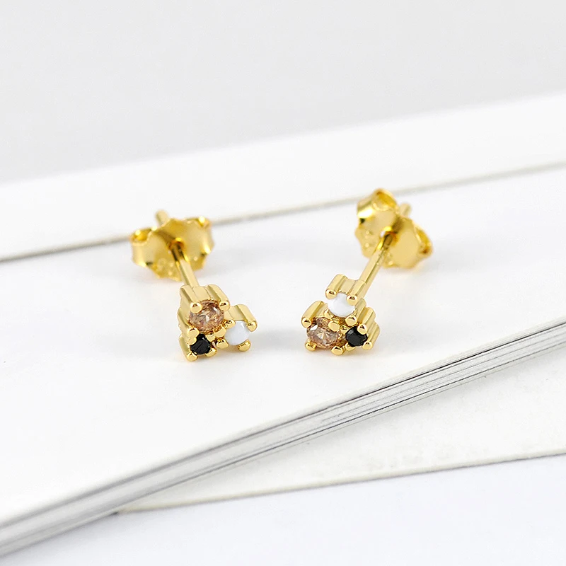 YUXINTOME 925 Sterling Silver Ear Needle Exquisite Color Crystal Zircon Luxury Stud Earrings Earrings for women Fashion Jewelry