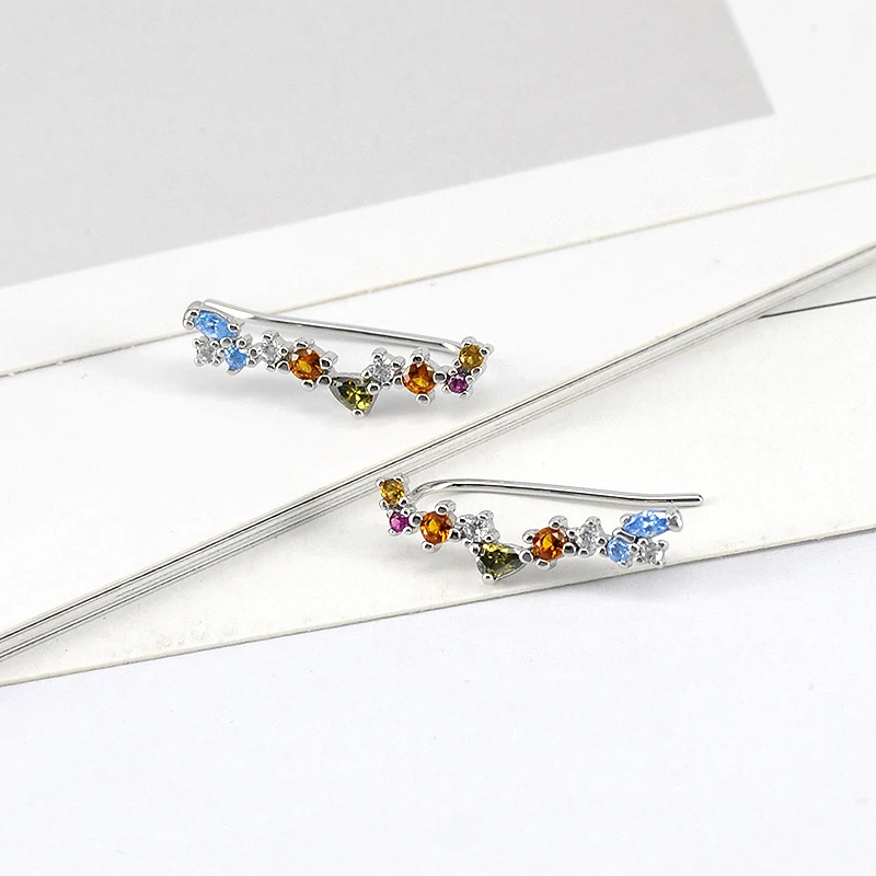 YUXINTOME 925 Sterling Silver Ear Needle Exquisite Color Crystal Zircon Luxury Stud Earrings Earrings for women Fashion Jewelry