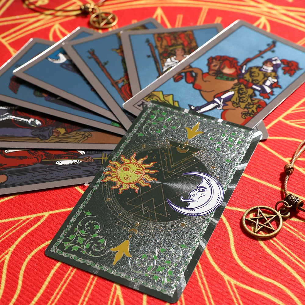 Plastic tarot card rider gold foil exquisite chess and card game divination card collection waterproof wear-resistant game cards