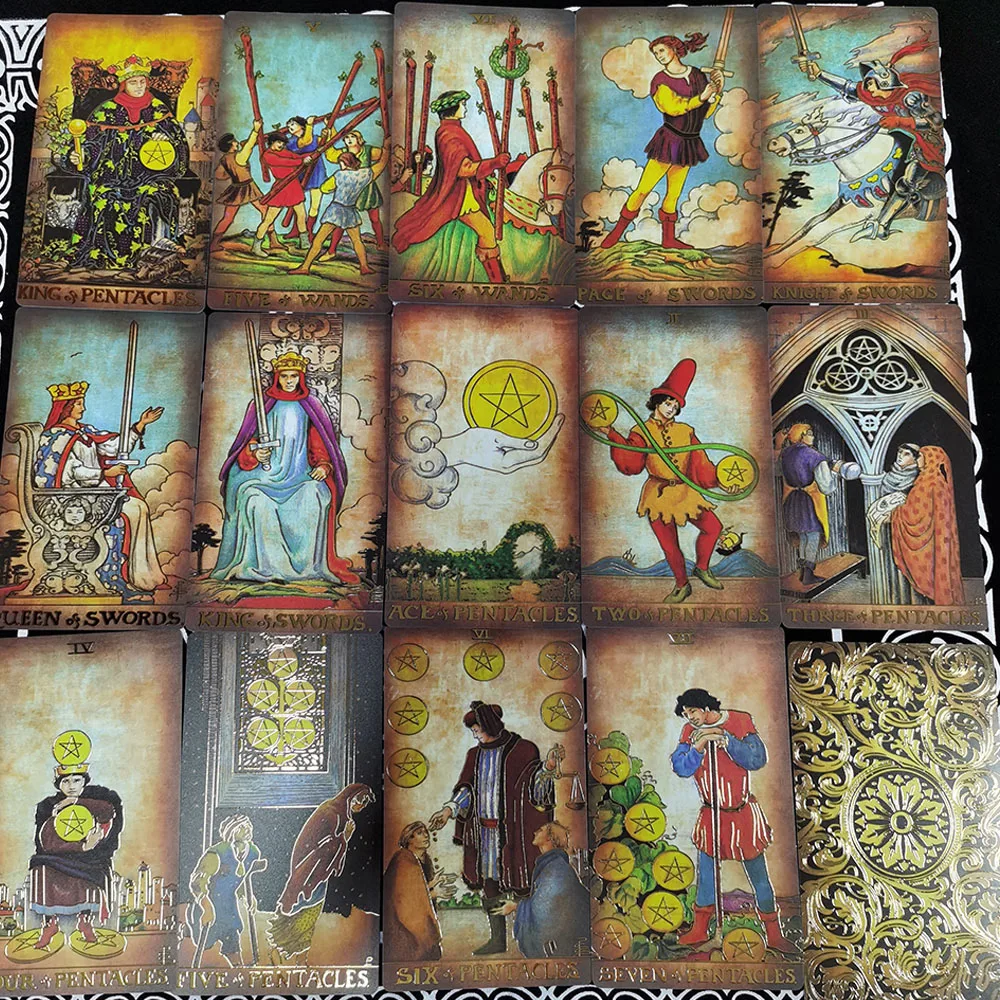 Plastic tarot card rider gold foil exquisite chess and card game divination card collection waterproof wear-resistant game cards