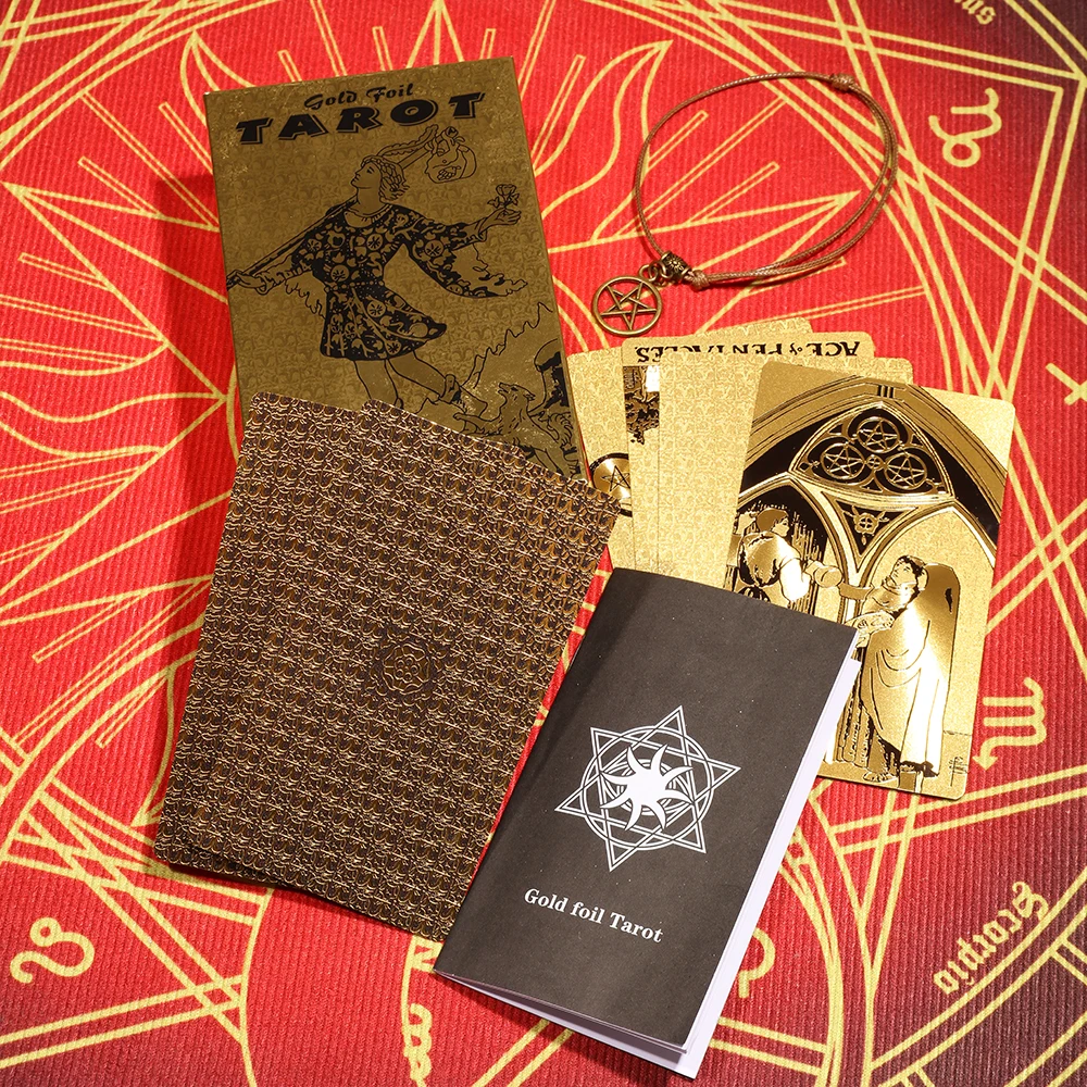 Plastic tarot card rider gold foil exquisite chess and card game divination card collection waterproof wear-resistant game cards