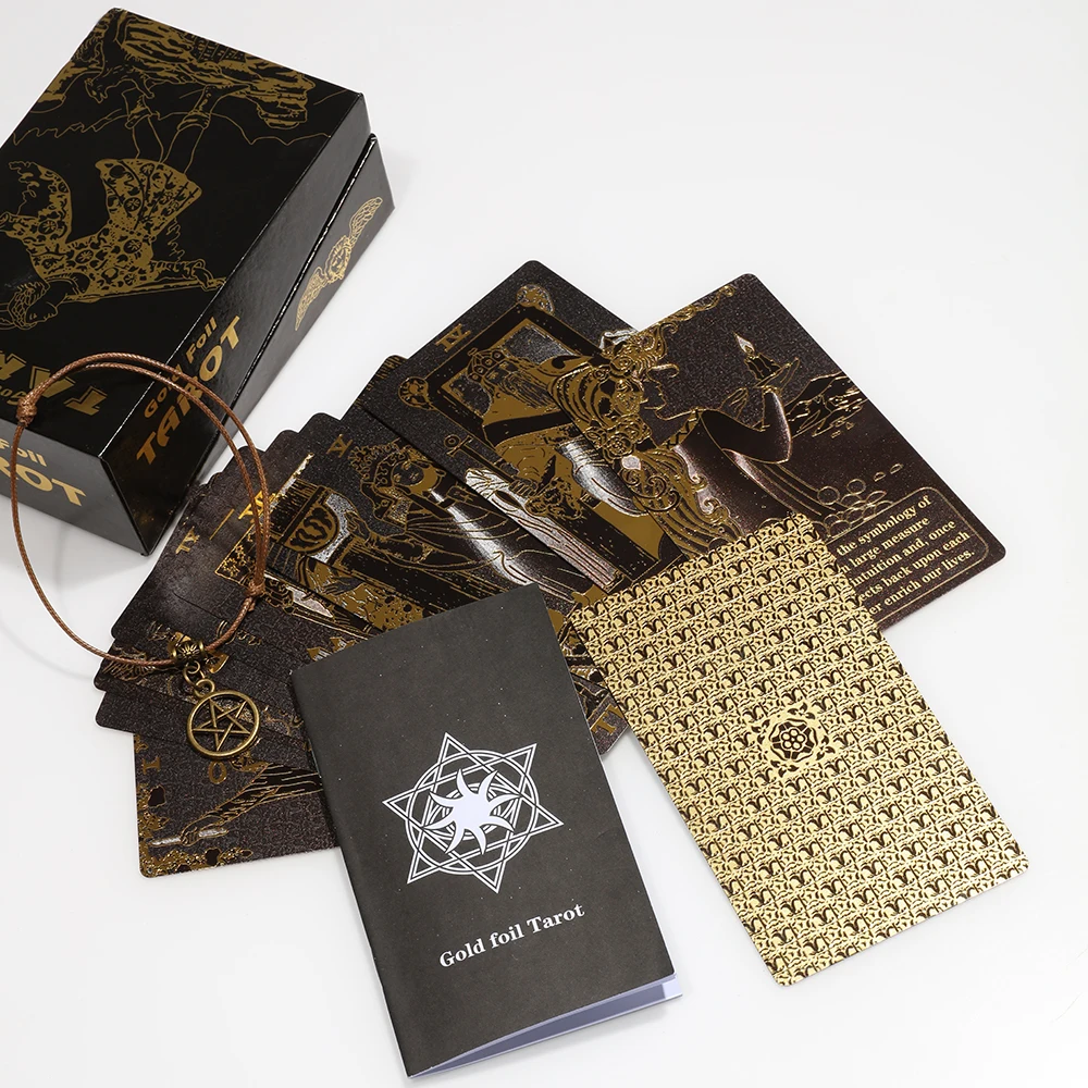 Plastic tarot card rider gold foil exquisite chess and card game divination card collection waterproof wear-resistant game cards