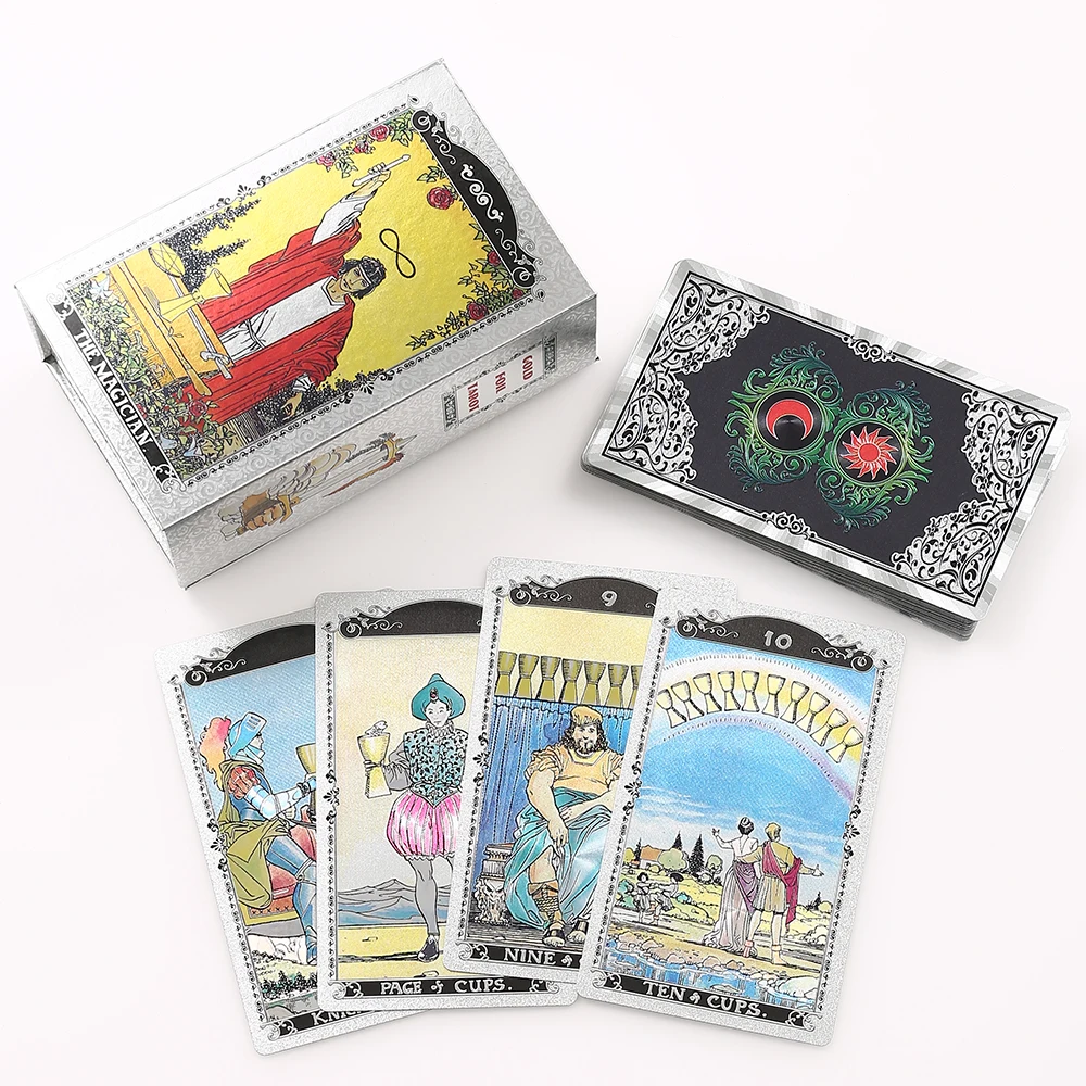 Plastic tarot card rider gold foil exquisite chess and card game divination card collection waterproof wear-resistant game cards