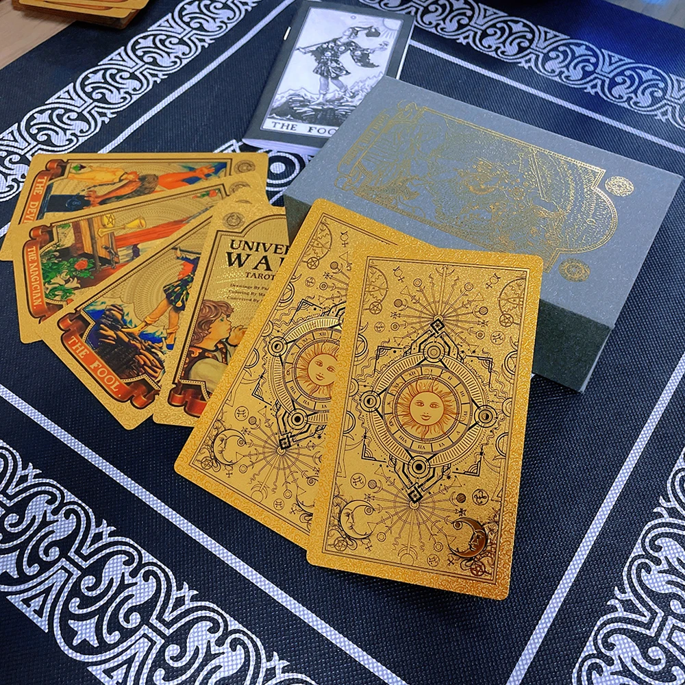 Plastic tarot card rider gold foil exquisite chess and card game divination card collection waterproof wear-resistant game cards