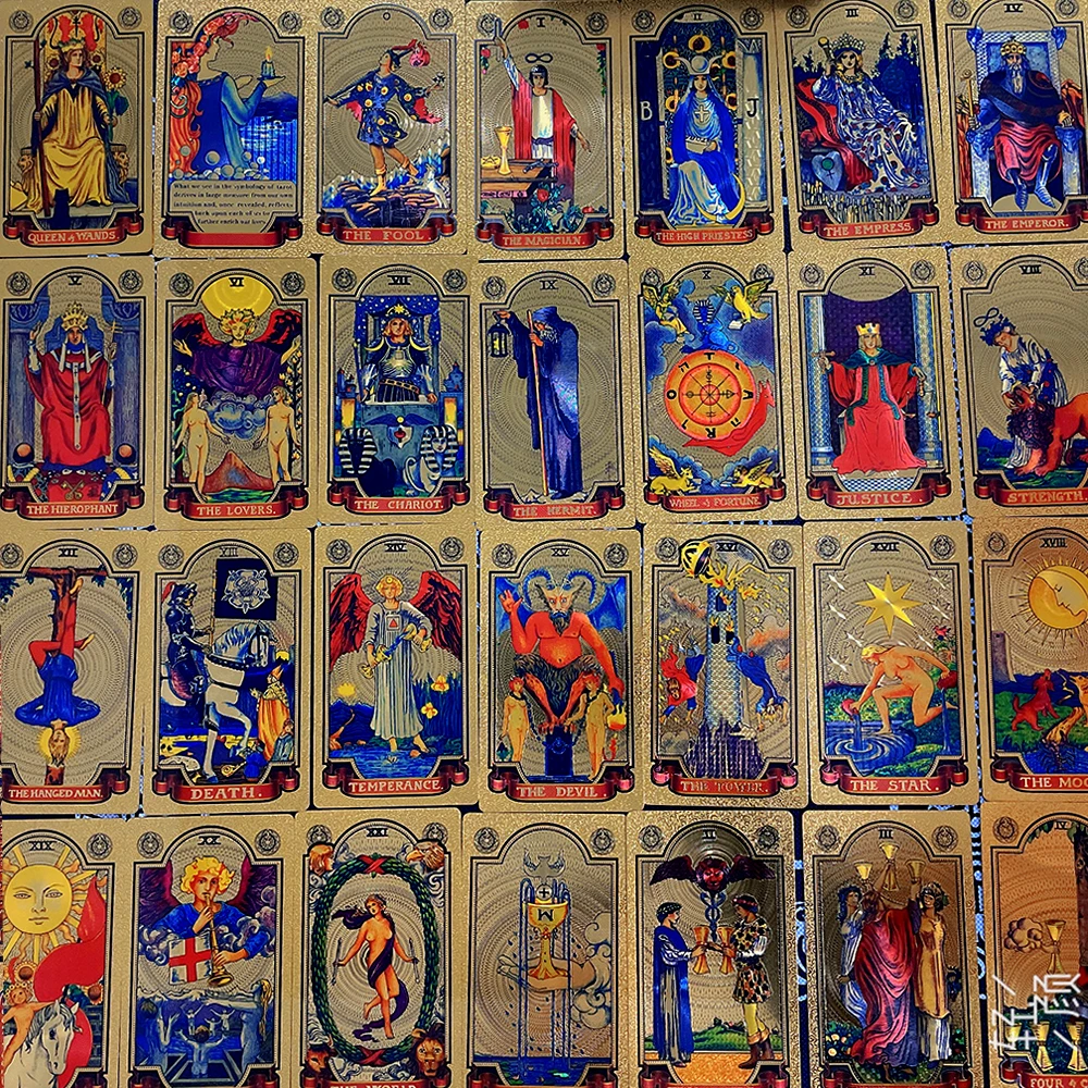 Plastic tarot card rider gold foil exquisite chess and card game divination card collection waterproof wear-resistant game cards