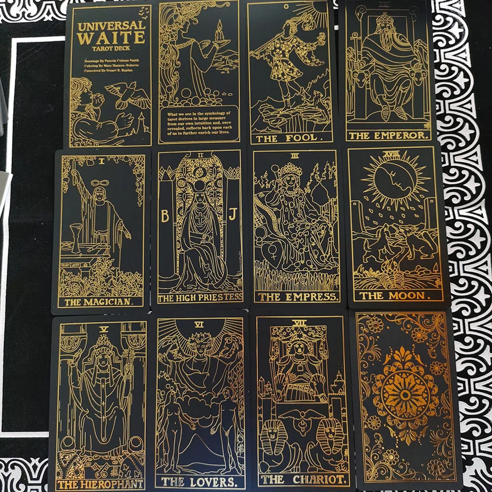 Plastic tarot card rider gold foil exquisite chess and card game divination card collection waterproof wear-resistant game cards