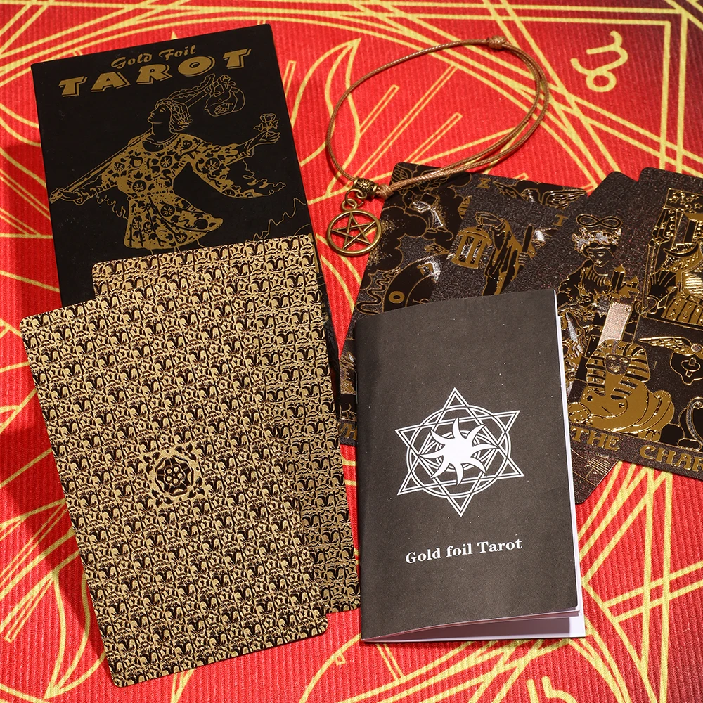 Plastic tarot card rider gold foil exquisite chess and card game divination card collection waterproof wear-resistant game cards