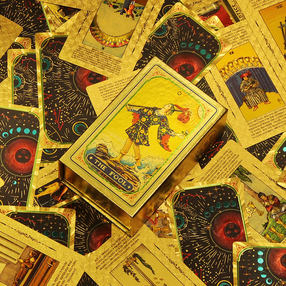 Plastic tarot card rider gold foil exquisite chess and card game divination card collection waterproof wear-resistant game cards
