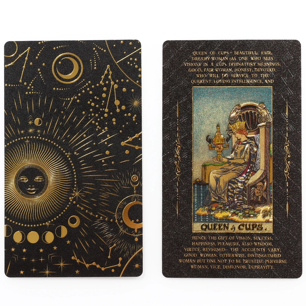 Plastic tarot card rider gold foil exquisite chess and card game divination card collection waterproof wear-resistant game cards