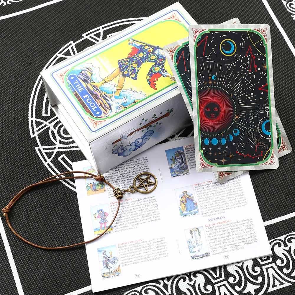 Plastic tarot card rider gold foil exquisite chess and card game divination card collection waterproof wear-resistant game cards