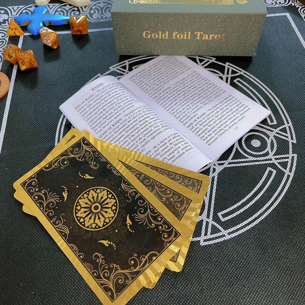 Plastic tarot card rider gold foil exquisite chess and card game divination card collection waterproof wear-resistant game cards
