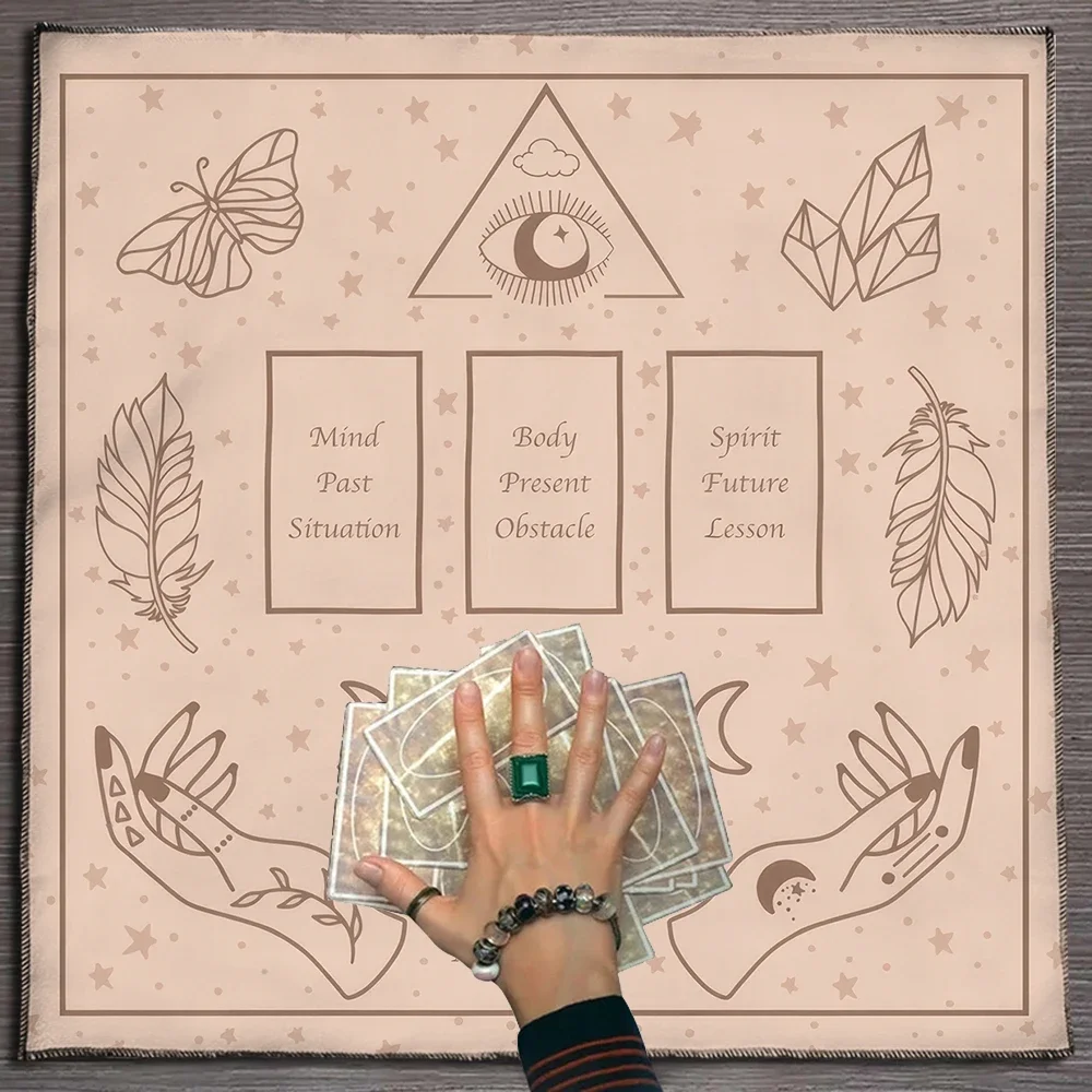 Moon Phase Cards Tarot Card Tablecloth Flowers Altar Cloth Pagan Pendulum Witchcraft Astrology Card Mat for Room Home Decor