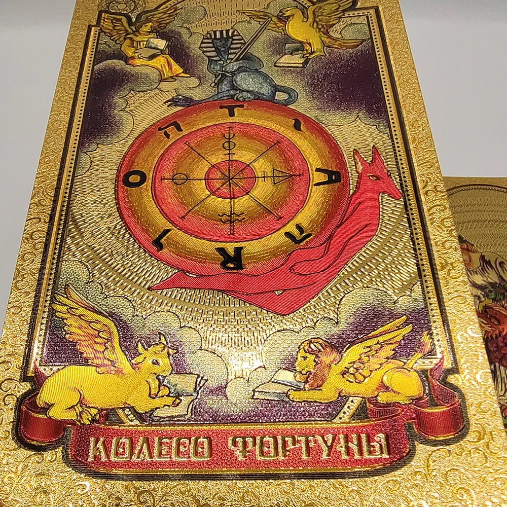 High Quality Gold Foil Tarot Russian Deluxe Divination Tarot Cards Predictive Board Games For Russia Market