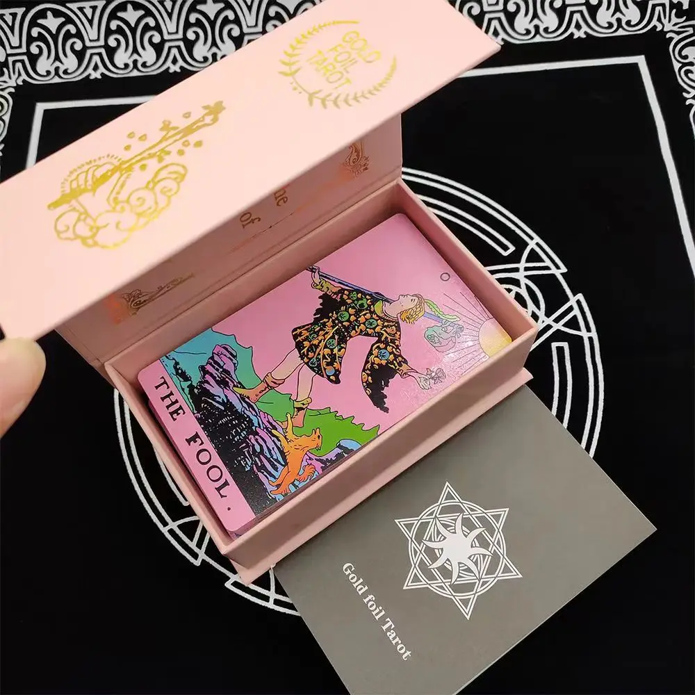 New Plastic Rider Waite Tarot Hot Stamping Gold Foil Tarot Exquisite Board Game Divination Cards For Collection New Plastic Rider Waite Tarot Hot Stamping Gold Foil Tarot Exquisite Board Game Divination Cards For Collection