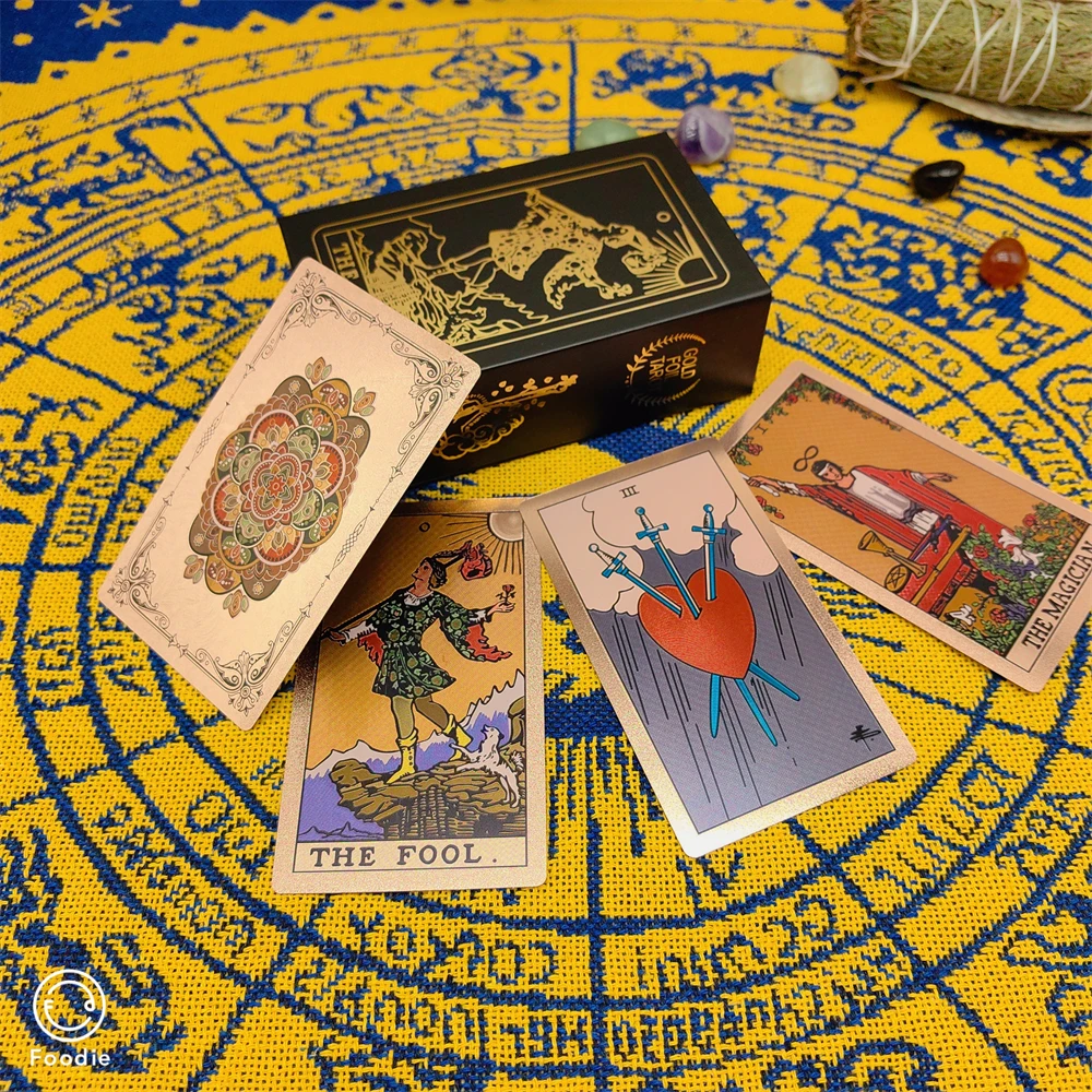New Plastic Rider Waite Tarot Hot Stamping Gold Foil Tarot Exquisite Board Game Divination Cards For Collection New Plastic Rider Waite Tarot Hot Stamping Gold Foil Tarot Exquisite Board Game Divination Cards For Collection