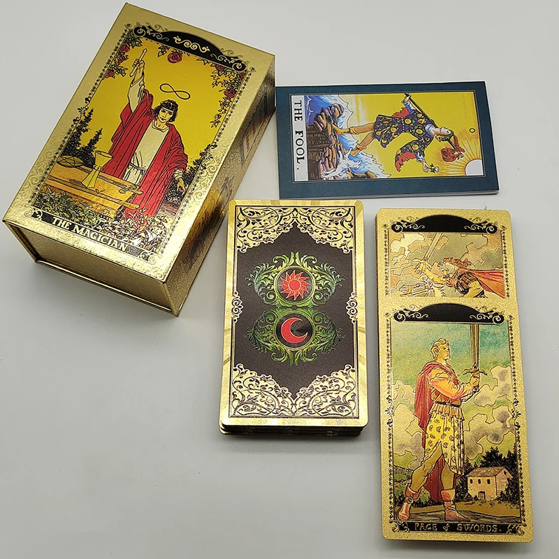 New Plastic Rider Waite Tarot Hot Stamping Gold Foil Tarot Exquisite Board Game Divination Cards For Collection New Plastic Rider Waite Tarot Hot Stamping Gold Foil Tarot Exquisite Board Game Divination Cards For Collection