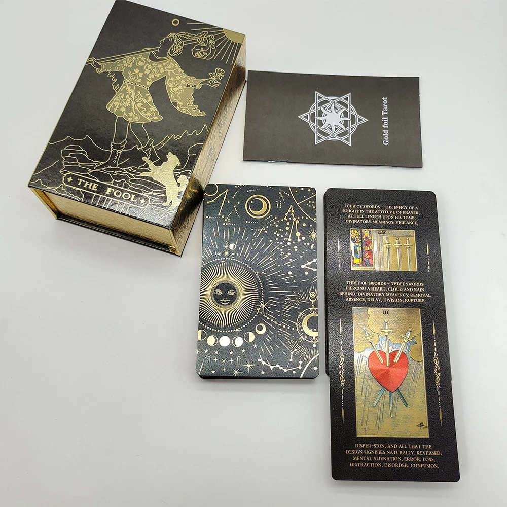 New Plastic Rider Waite Tarot Hot Stamping Gold Foil Tarot Exquisite Board Game Divination Cards For Collection