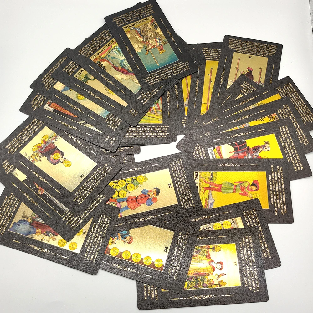 New Plastic Rider Waite Tarot Hot Stamping Gold Foil Tarot Exquisite Board Game Divination Cards For Collection