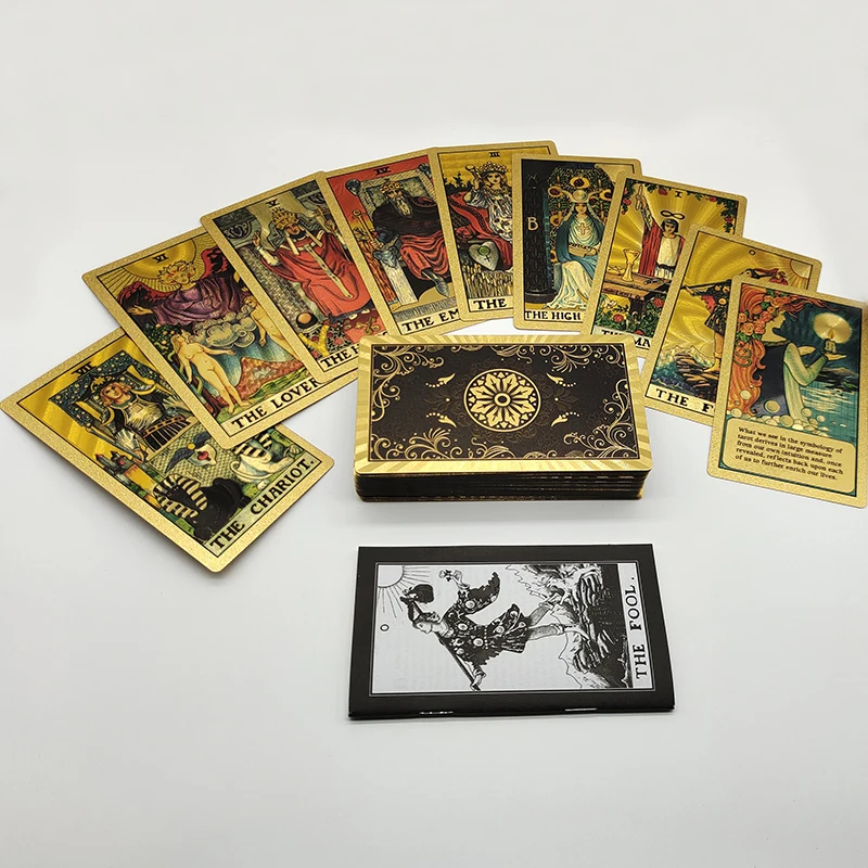 New Plastic Rider Waite Tarot Hot Stamping Gold Foil Tarot Exquisite Board Game Divination Cards For Collection New Plastic Rider Waite Tarot Hot Stamping Gold Foil Tarot Exquisite Board Game Divination Cards For Collection