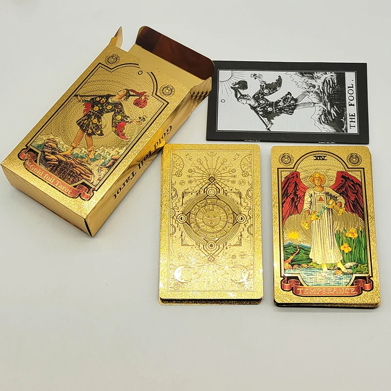 New Plastic Rider Waite Tarot Hot Stamping Gold Foil Tarot Exquisite Board Game Divination Cards For Collection