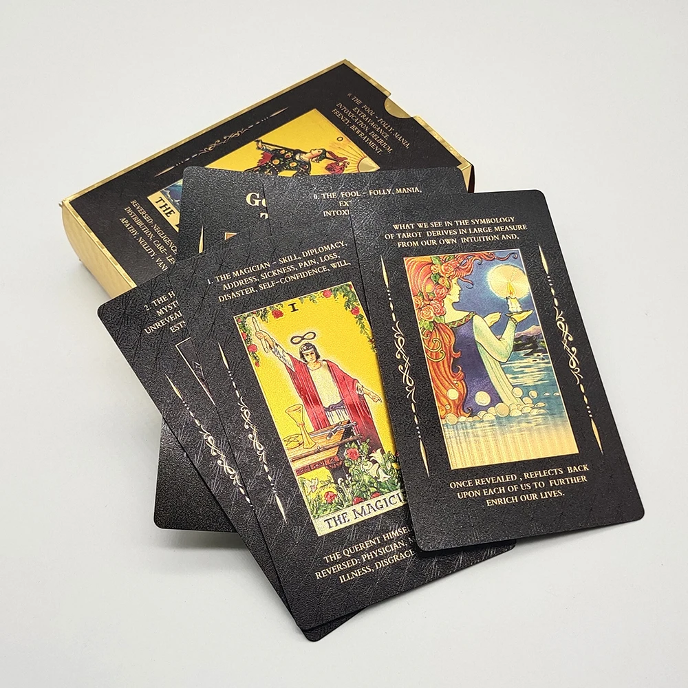 New Plastic Rider Waite Tarot Hot Stamping Gold Foil Tarot Exquisite Board Game Divination Cards For Collection
