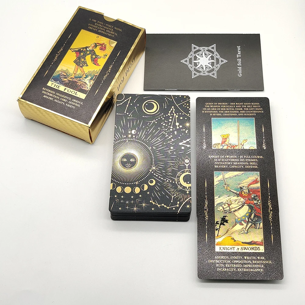 New Plastic Rider Waite Tarot Hot Stamping Gold Foil Tarot Exquisite Board Game Divination Cards For Collection