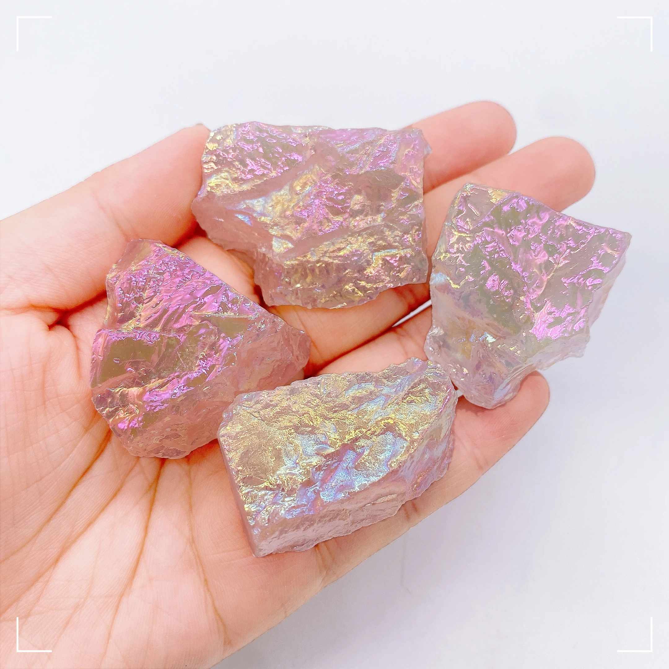 Natural Crystal Raw Stone High Quality Aura Rose Quartz Electroplated Gemstone Jewelry Crystal Healing Office Home Decor Gift