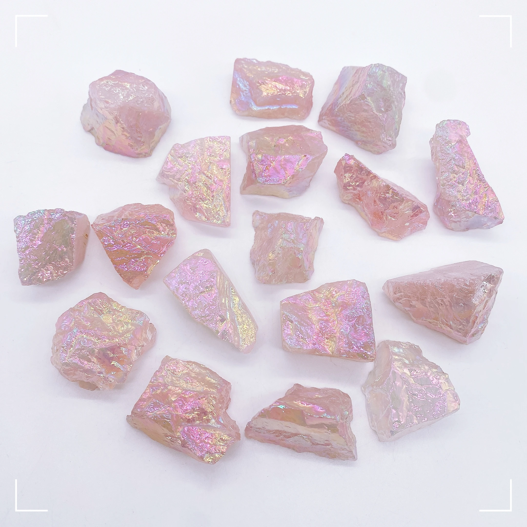 Natural Crystal Raw Stone High Quality Aura Rose Quartz Electroplated Gemstone Jewelry Crystal Healing Office Home Decor Gift