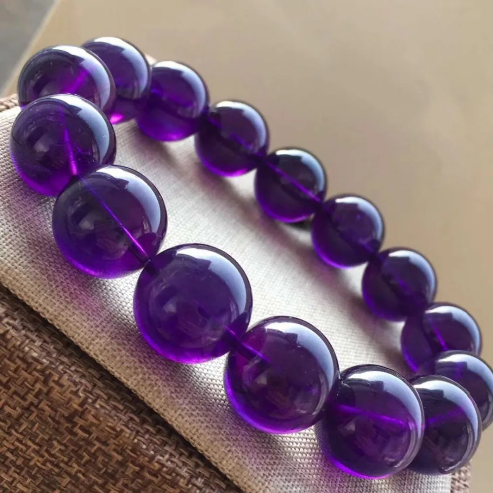 Natural Purple Amethyst Quartz Crystal Round Beads Bracelet Amethyst 10mm 12mm 14mm 16mm Beads Crystal Woman Men AAAAA