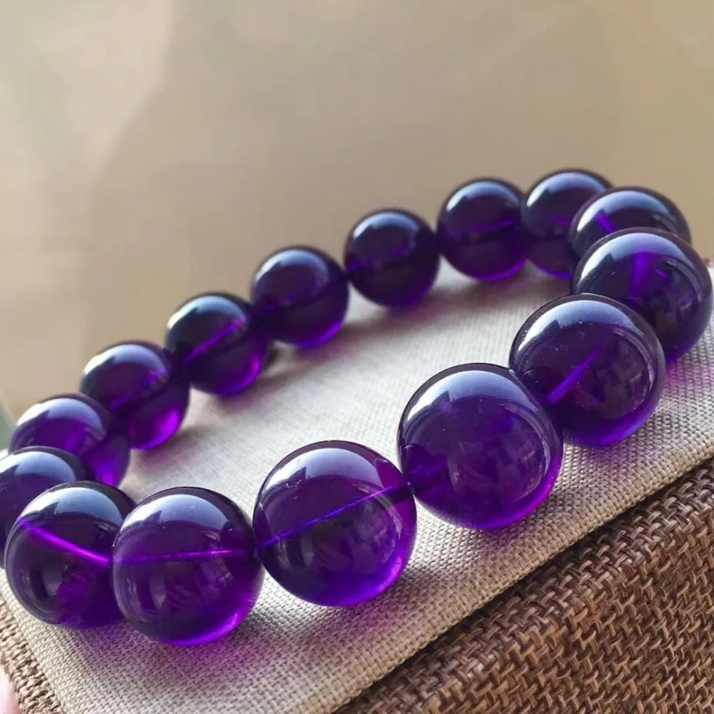 Natural Purple Amethyst Quartz Crystal Round Beads Bracelet Amethyst 10mm 12mm 14mm 16mm Beads Crystal Woman Men AAAAA