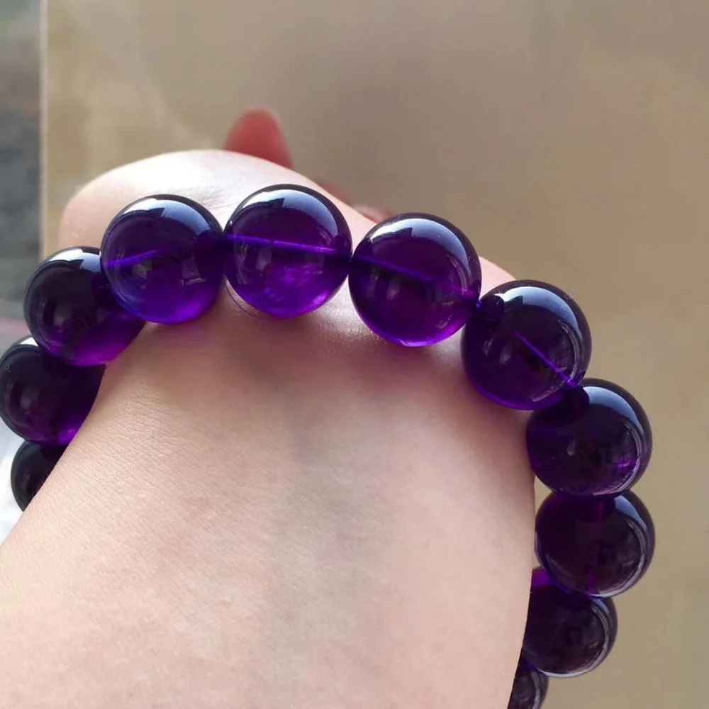 Natural Purple Amethyst Quartz Crystal Round Beads Bracelet Amethyst 10mm 12mm 14mm 16mm Beads Crystal Woman Men AAAAA