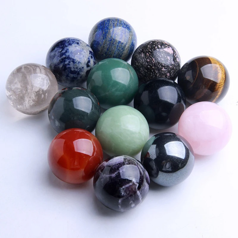 3cm Natural Crystal Ball Rose Quartz Polished Globe Amethyst Lazuli Stone Massaging Ball Desk Home Decoration 30mm Crystal Ball