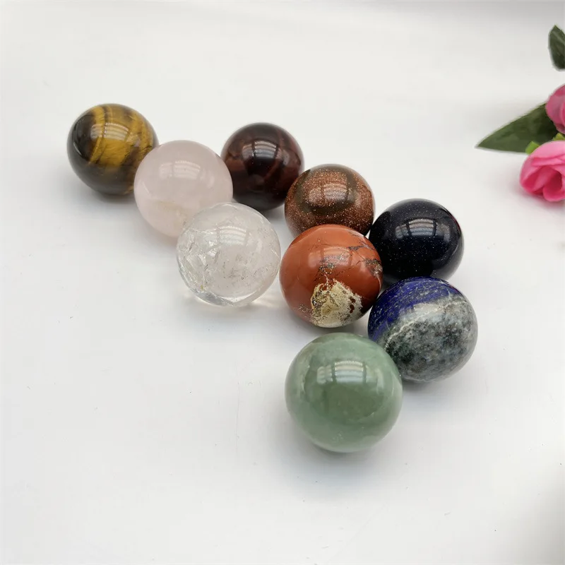 3cm Natural Crystal Ball Rose Quartz Polished Globe Amethyst Lazuli Stone Massaging Ball Desk Home Decoration 30mm Crystal Ball