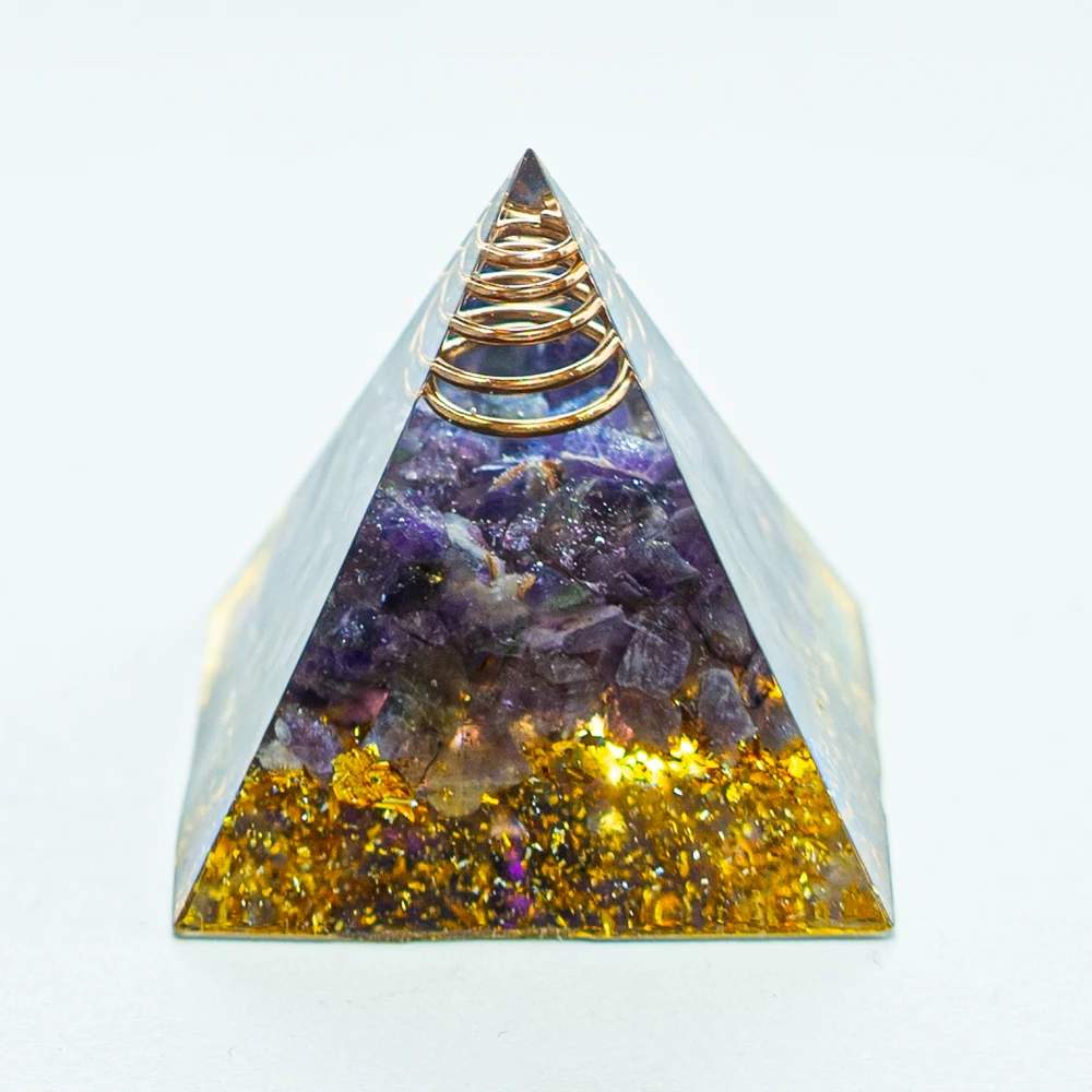 1.57inch Natural Crystal Pyramid Energy Quartz Amethyst Reiki Healing Crystal Chakra Resin Pyramid Meditation Tool Home Decor