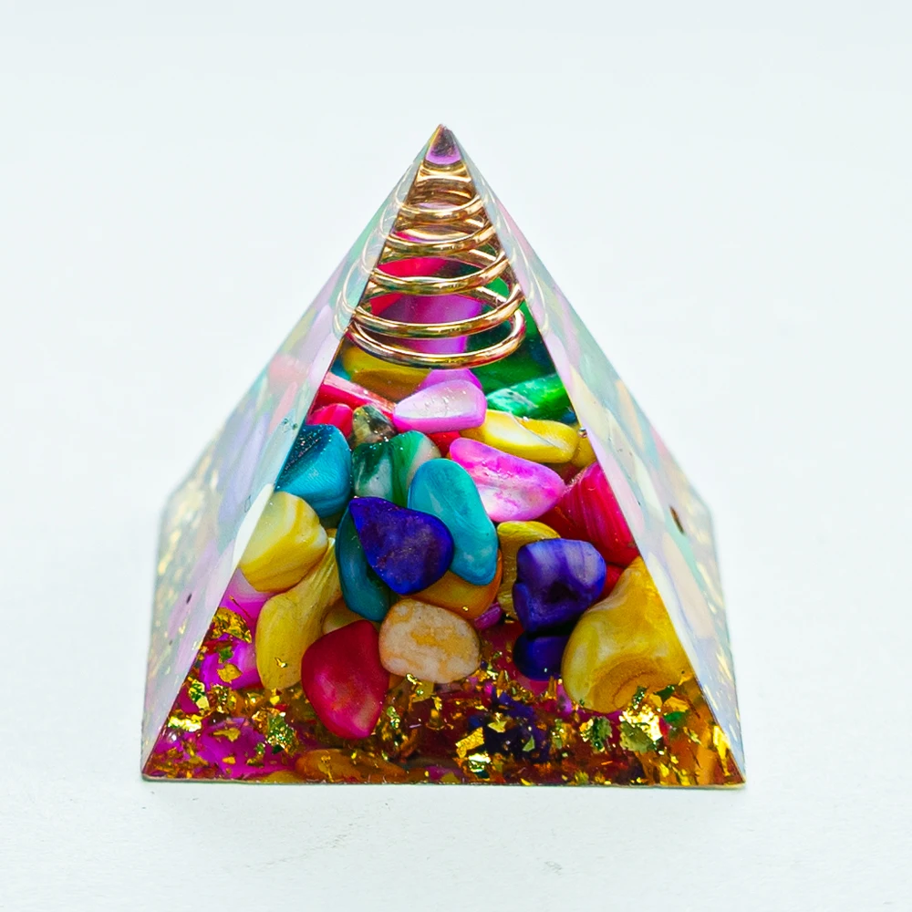 1.57inch Natural Crystal Pyramid Energy Quartz Amethyst Reiki Healing Crystal Chakra Resin Pyramid Meditation Tool Home Decor