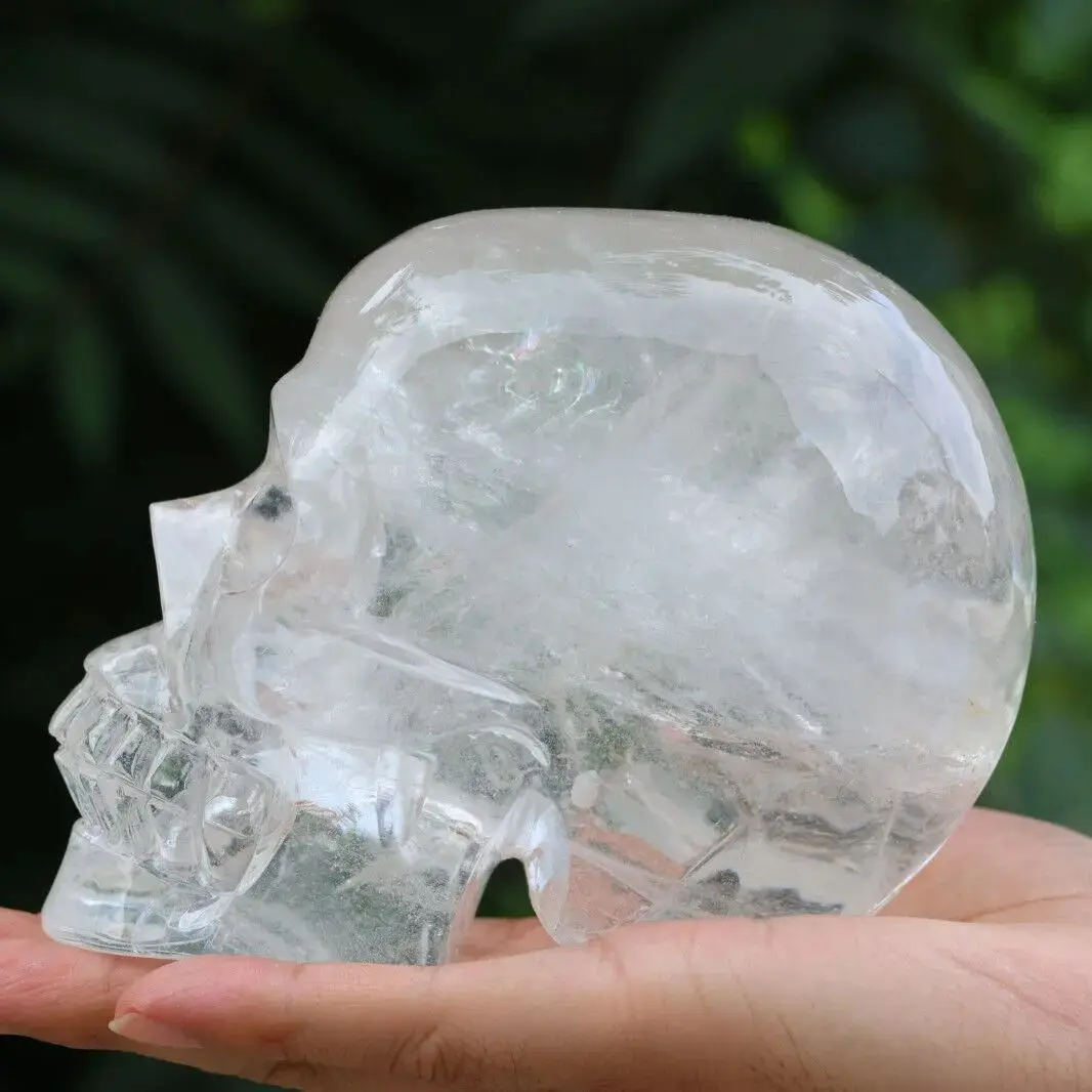Natural Clear Quartz Skull Hand Carved Quartz Crystal Skull Reiki healing