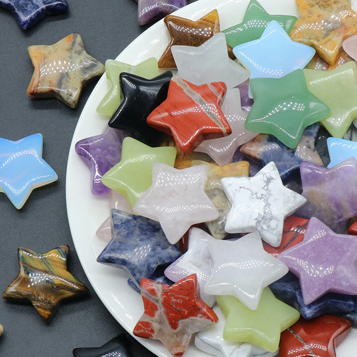 1 PC Star Statue Natural Crystal Onyx Bare Stone Meditation Healing Reiki Gems Gift Collection Home Decor Decorations 30x30mm