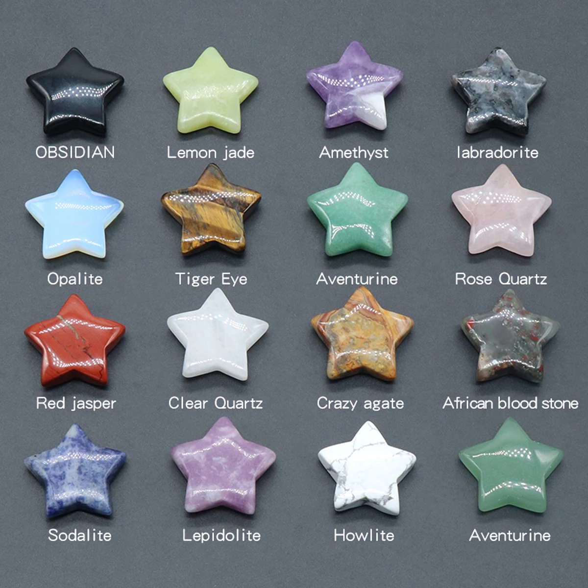 1 PC Star Statue Natural Crystal Onyx Bare Stone Meditation Healing Reiki Gems Gift Collection Home Decor Decorations 30x30mm